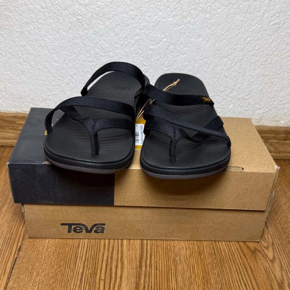 Teva Black Strappy Slide Sandals